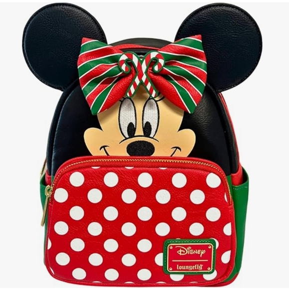 Loungefly 3 BOWS Scented NWT Hard Tag Backpack Minnie Mouse Christmas main image 12